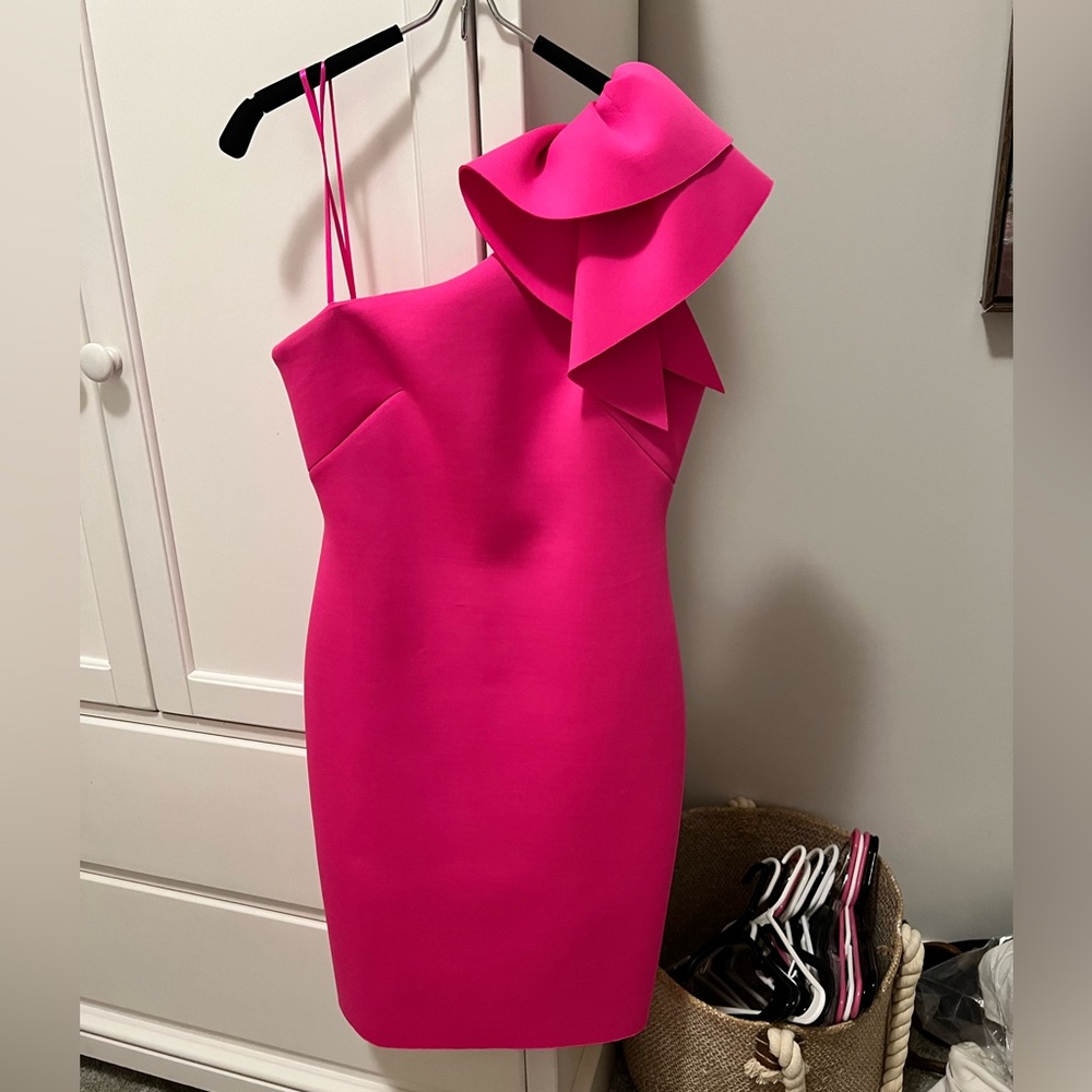 Eliza J Vibrant Pink One-Shoulder Dress